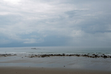 Foggy day on a New England beach