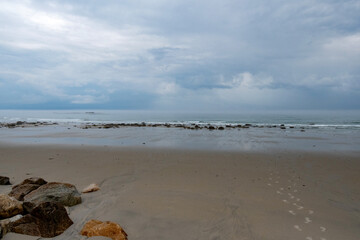 Foggy day on a New England beach