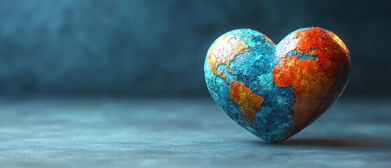 Global Heart Minimalist 3D Model Symbolizing Humanitarian Values on World Humanitarian Day