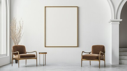 Gold picture frame on white background