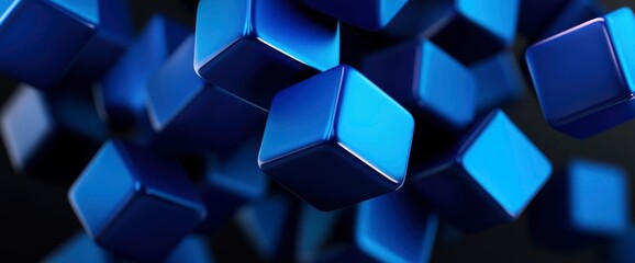 Abstract Cubes Float In A Blockchain Network, Shimmering With Digital Energy