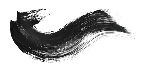 Black Abstract Brushstroke on Transparent Background