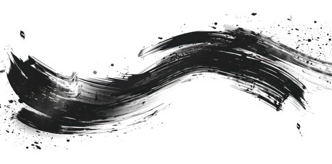 Black Brush Stroke with Paint Splatter