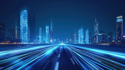 Fototapeta premium Cityscape at Night with Light Trails