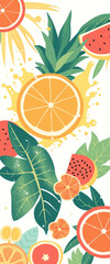 pastel color illustration of fruits wallpaper background