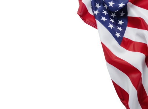 Waving American Flag on Transparent Background