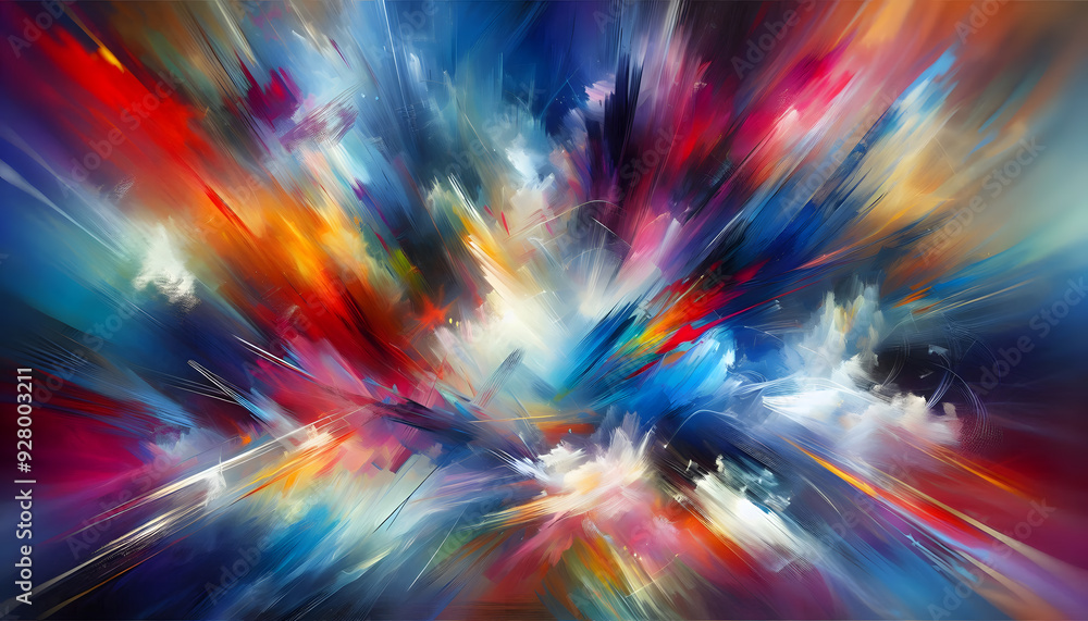 Poster bright and abstract background with brush strokes and mixed colors, creating a lively mood.