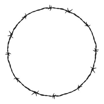 Barbed wire circle frame black silhouette vector