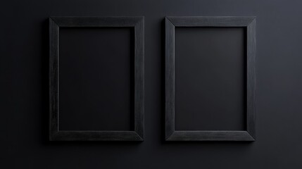 Fototapeta premium Two black picture frames on black background