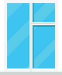 Plastic white window frame. Cartoon architectural element