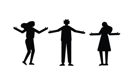 Vector Character silhouettes. Unrecognizable portraits of women and men. HIspanic of people.