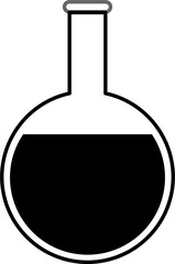 Chemical liquid flask icon. Black lab reaction symbol