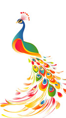 Obraz premium A peacock with vibrant, multi-colored feathers ideal for mockup designs and presentation visuals.