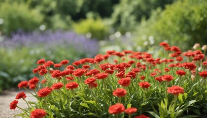 A burst of crimson blooms in a summer garden