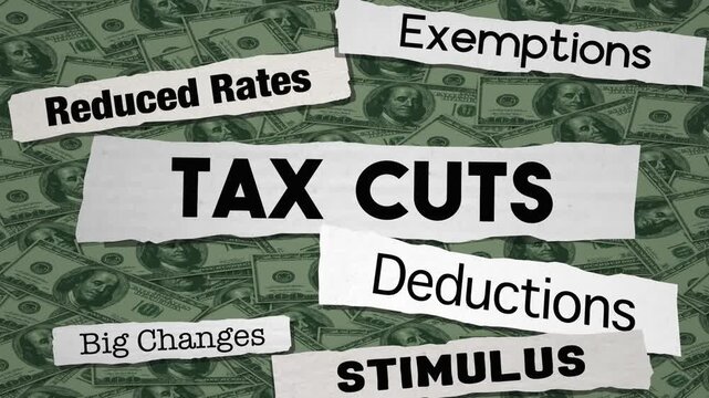 Tax Cuts News Headlines Rate Reduction Relief Taxpayer Help 3d Animation