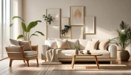 Image material of a stylish and unified living room. Background material of a simple and modern living room.