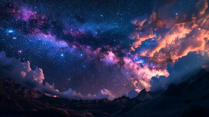 Fototapeta premium Beautiful night nature sky galaxy