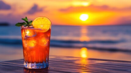 Orange Cocktail at Beach Bar Sunset.