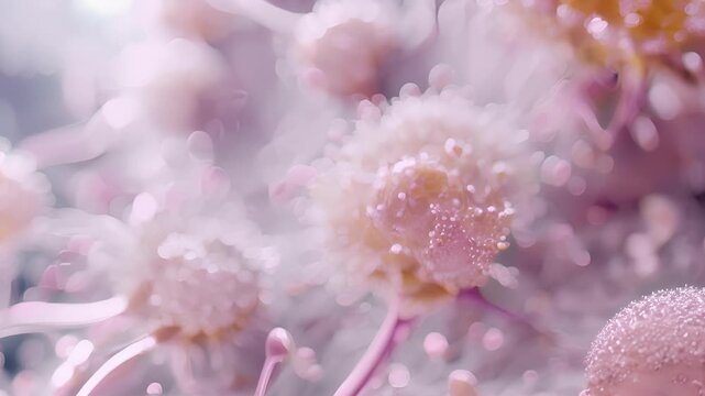 A magnified view of a hair follicle stem cell niche showing the close association between the stem cells and their supporting cells such as dermal papilla cells and adipocytes.