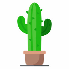 Cactus in a pot vector illustration, cactus silhouette