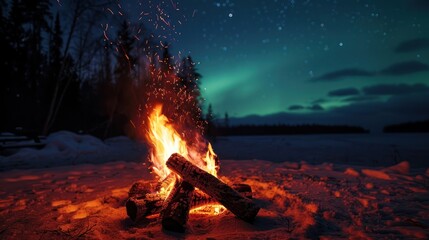 Campfire Under The Northern Lights