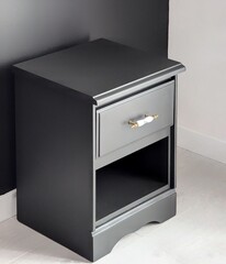 Black nightstand, custom cabinet 