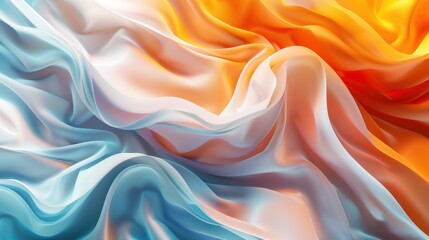 A bright abstract pattern consisting of flowing ribbons in rainbow colors with a prominent peach hue.
