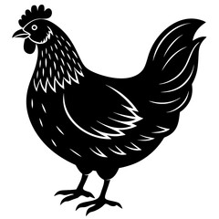 hen and chicken isolated on white, chicken vector illustration, pet vector art, Chicken silhouette, animal vector icon, rooster line art,eps