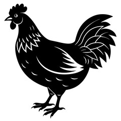 hen and chicken isolated on white, chicken vector illustration, pet vector art, Chicken silhouette, animal vector icon, rooster line art,eps