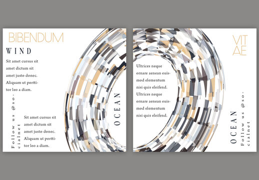 Social Media Square Post Layout with Futuristic Colored Abstract Geometric Shape