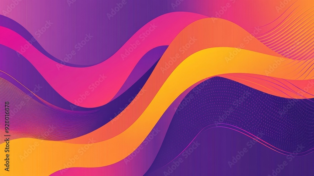 Aufkleber abstract background with colorful wavy lines and dots.