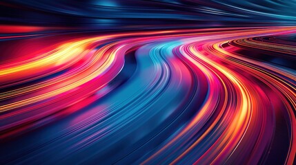 Abstract background with vibrant curved lines in blue, red, and yellow.
