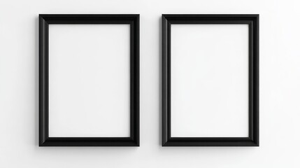 Two black picture frames on white background