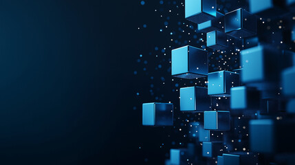 Infinite particles Square hollow grid-like cubic elements, integrating the concepts of blue technology and futurism, rendered with Houdini, an abstract three-dimensional rendering of concepts.