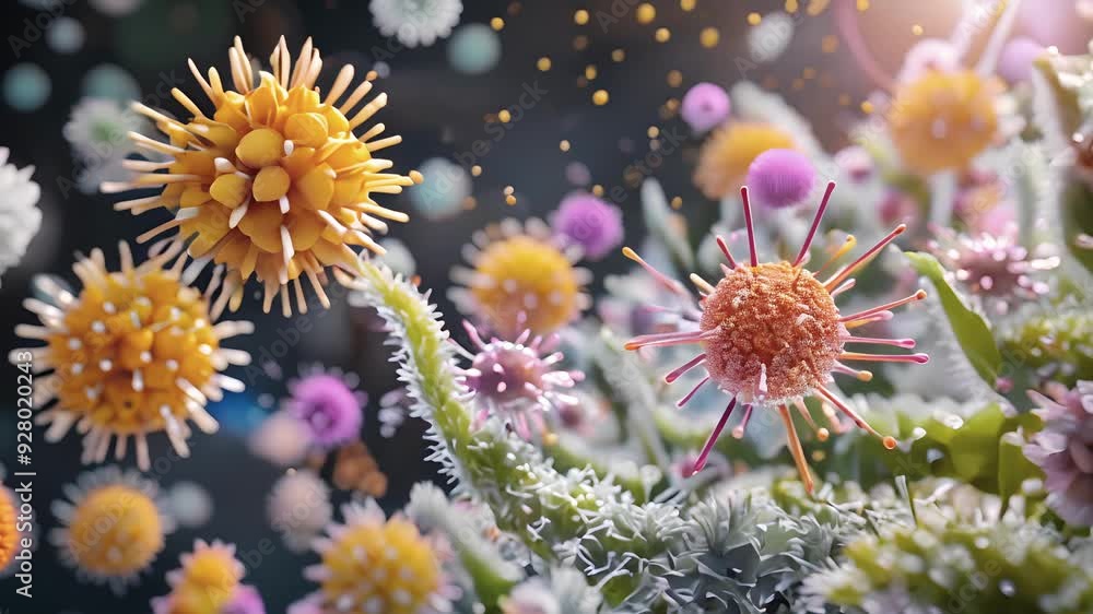 Poster a field of dendritic cells displaying a wide variety of surface receptors to recognize different typ