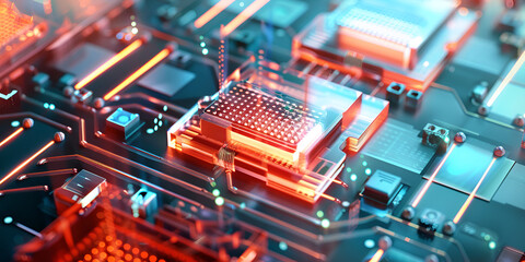 Obraz premium Next-Gen Chip Design: Advancements in Microelectronics for Faster Processing, The Future of Computing: How Microchips are Powering Digital Innovation