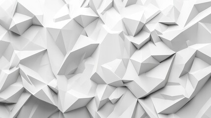 Abstract white polygonal background with a textured surface made of triangular shapes.