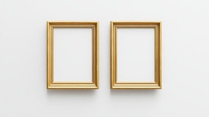 Two gold picture frames on white background
