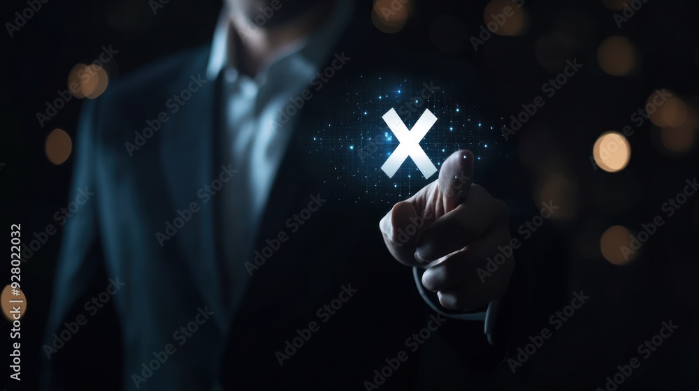 Aufkleber man pressing the decline button on a digital interface