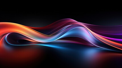 Obraz premium Abstract colorful waves on black background.