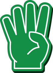 Green foam hand with four fingers gesture icon