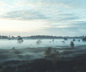 Misty Enchantment: Anime-Style Morning on the Ethereal Marsh, a Mystical Landscape for Fantasy Short Stories and Conservation Awareness,anime-style,illustration,Picture BooksFor Poster,Novel,UI,WEB,Ga