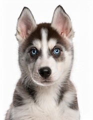 Fototapeta premium シベリアン・ハスキーの子犬のポートレート（Siberian Husky puppy portrait on white background） 