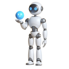 cutout robot showing expressions isolated on transparent background