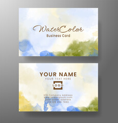 Business card with abstract watercolor background