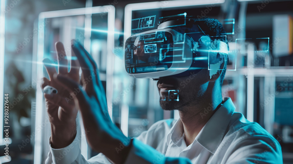 Poster a cybersecurity expert working on data encryption and protection using augmented reality artificial 