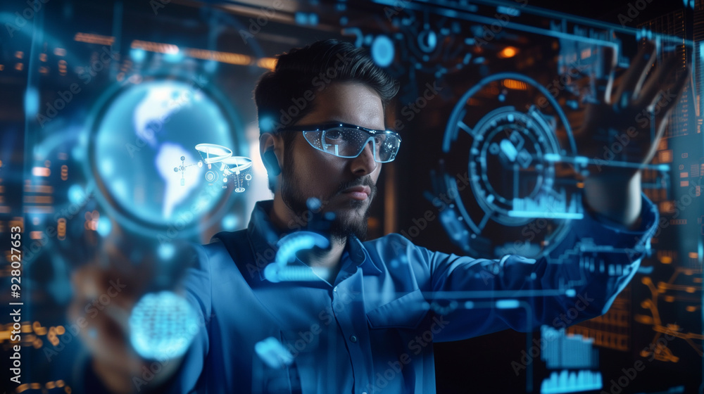 Poster a cybersecurity expert working on data encryption and protection using augmented reality artificial 
