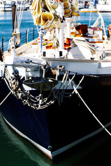 Bow Of Large Sailboat With Bowsprit And Anchor