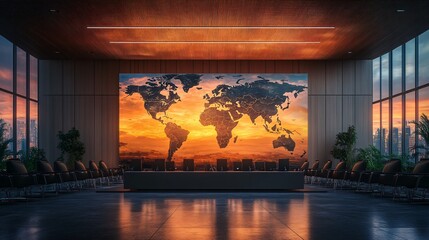 Global Health Summit Medical Experts Discussing Humanitarian Strategies in 3D World Visualization