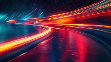 Abstract glowing lines with a red and orange color scheme.